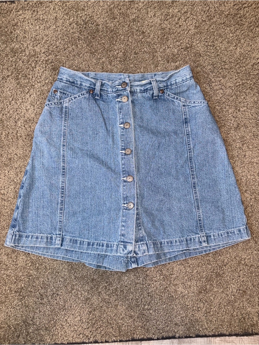 Vivaldi Denim Preppy Y2K High Rise Vintage Button Denim Skort Size 27